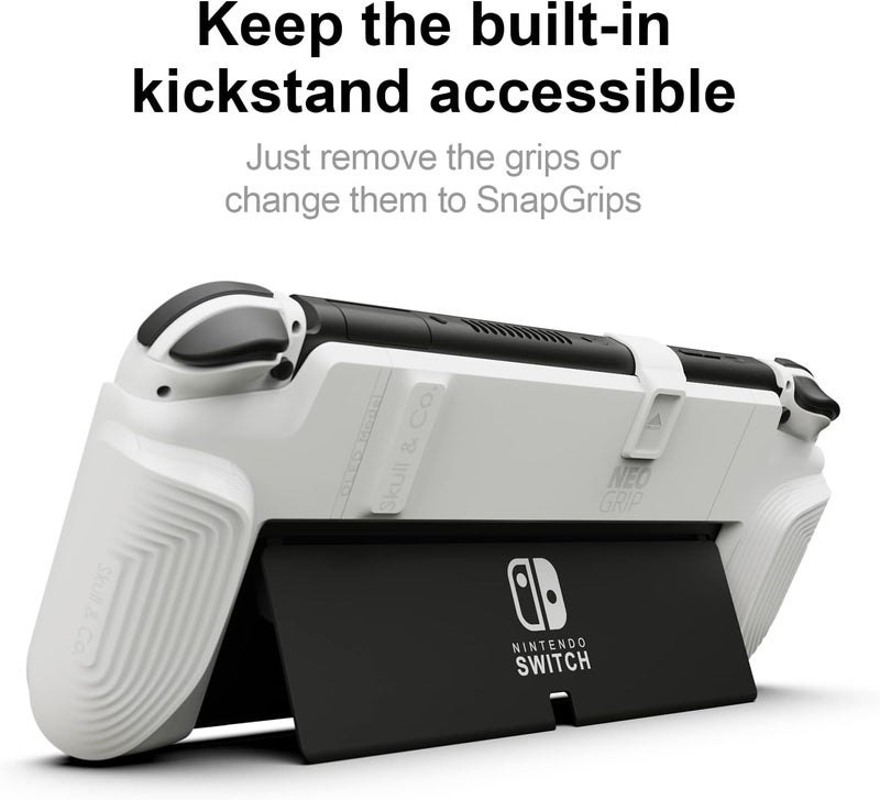 Skull & Co. NeoGrip: An Ergonomic Grip Hard Shell with Replaceable Grips [to fit All Hands Sizes] for Nintendo Switch OLED and Regular Model [No Carrying Case] - White - Image 4